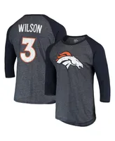 Men's Majestic Threads Russell Wilson Navy Denver Broncos Name and Number Team Colorway Tri-Blend 3/4 Raglan Sleeve Player T-shirt