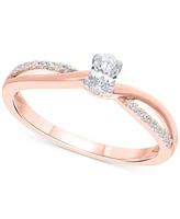 Diamond Oval-Cut Swirl Solitaire Engagement Ring (1/4 ct. tw) 14k White, Yellow or Rose Gold