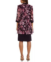 R & M Richards Women's Necklace Dress Foil-Print Jacket