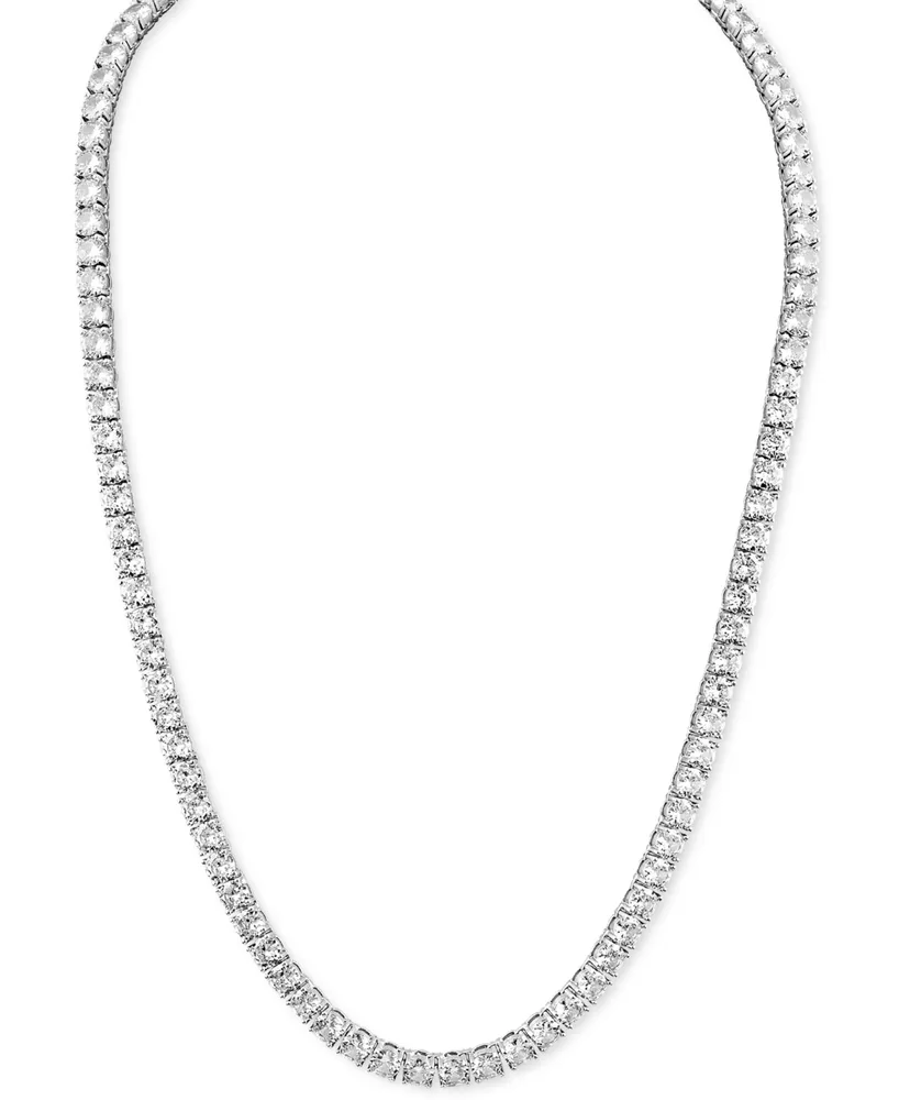 Esquire Men's Jewelry Cubic Zirconia 24" Tennis Necklace in Sterling Silver, Created for Macy's