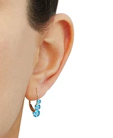 White Cubic Zirconia Graduated Drop Earrings 14k Gold (Also Blue Zirconia)