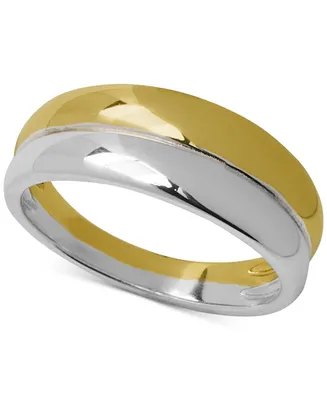 Giani Bernini Polished Double Row Two-Tone Band in Sterling Silver & 18k Gold-Plate, Created for Macy's - Two