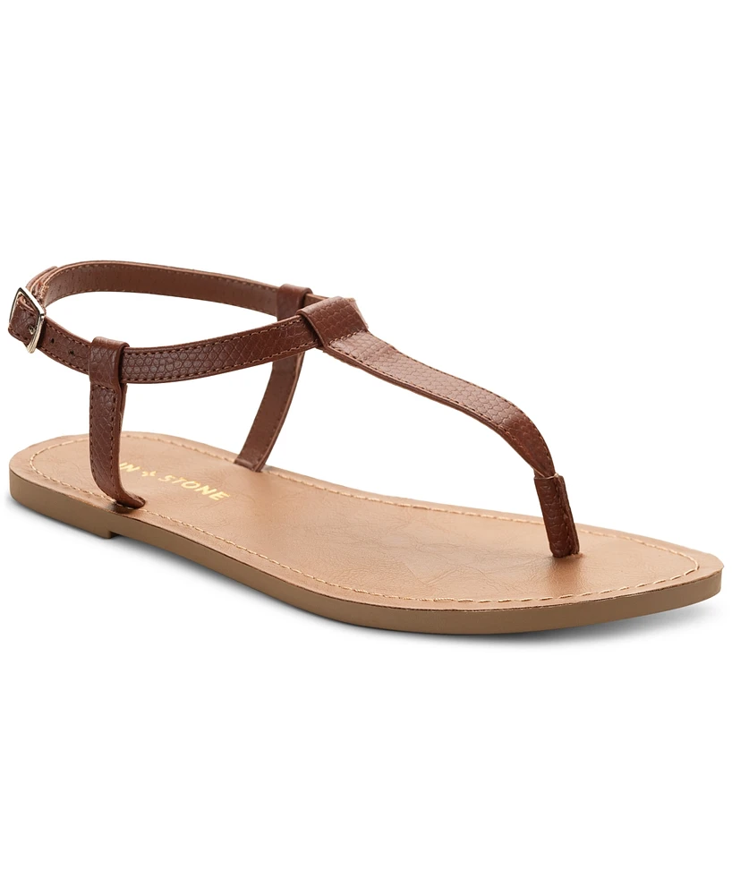 Sun + Stone Women's Krisleyy T Strap Thong Flat Sandals, Created for Macy's