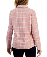 Tommy Hilfiger Women's Collared Plaid Shirt Jacket - Hillside