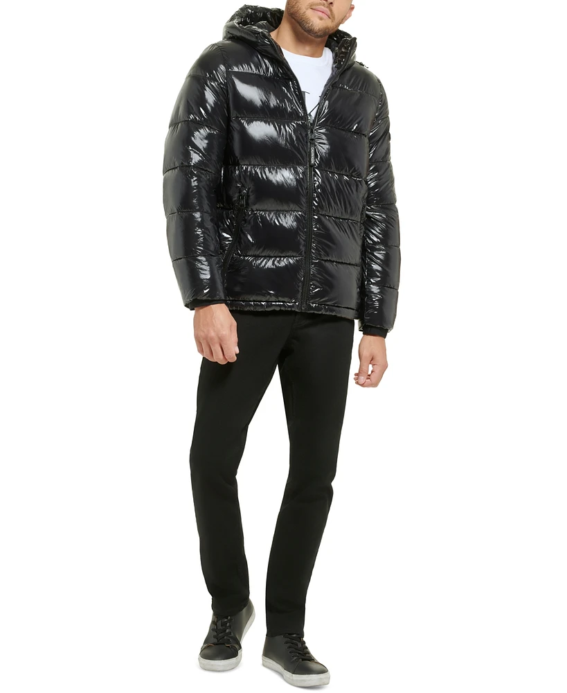 Calvin Klein Men's High Shine Hooded Puffer Jacket