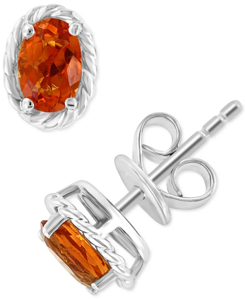 Effy Citrine Oval Rope-Framed Stud Earrings (3/4 ct. t.w.) in Sterling Silver