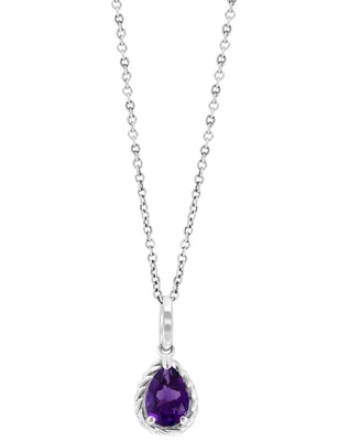 Effy Amethyst Pear Rope-Framed 18" Pendant Necklace (3/4 ct. t.w.) in Sterling Silver
