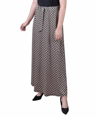 Ny Collection Petite Printed Belted Maxi Skirt