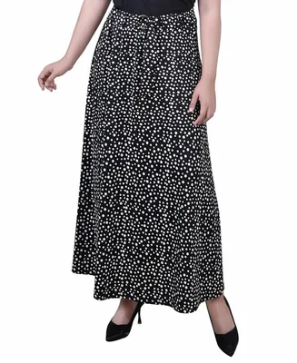 Ny Collection Petite Printed Belted Maxi Skirt
