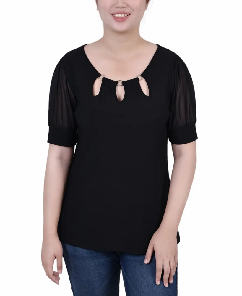 women's petite short sleeve blouses