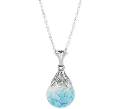 Turquoise Flake Bulb 18" Pendant Necklace in Sterling Silver