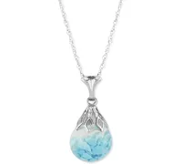 Turquoise Flake Bulb 18" Pendant Necklace in Sterling Silver