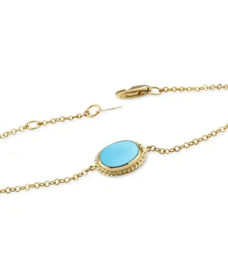 Genuine Sleeping Beauty Turquoise Chain Bracelet in 14k Yellow Gold