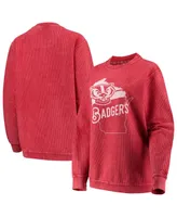 Women's Pressbox Red Wisconsin Badgers Comfy Cord Corduroy Crewneck Sweatshirt