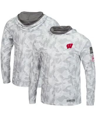 Men's Colosseum Arctic Camo Wisconsin Badgers Oht Military-Inspired Appreciation Long Sleeve Hoodie Top