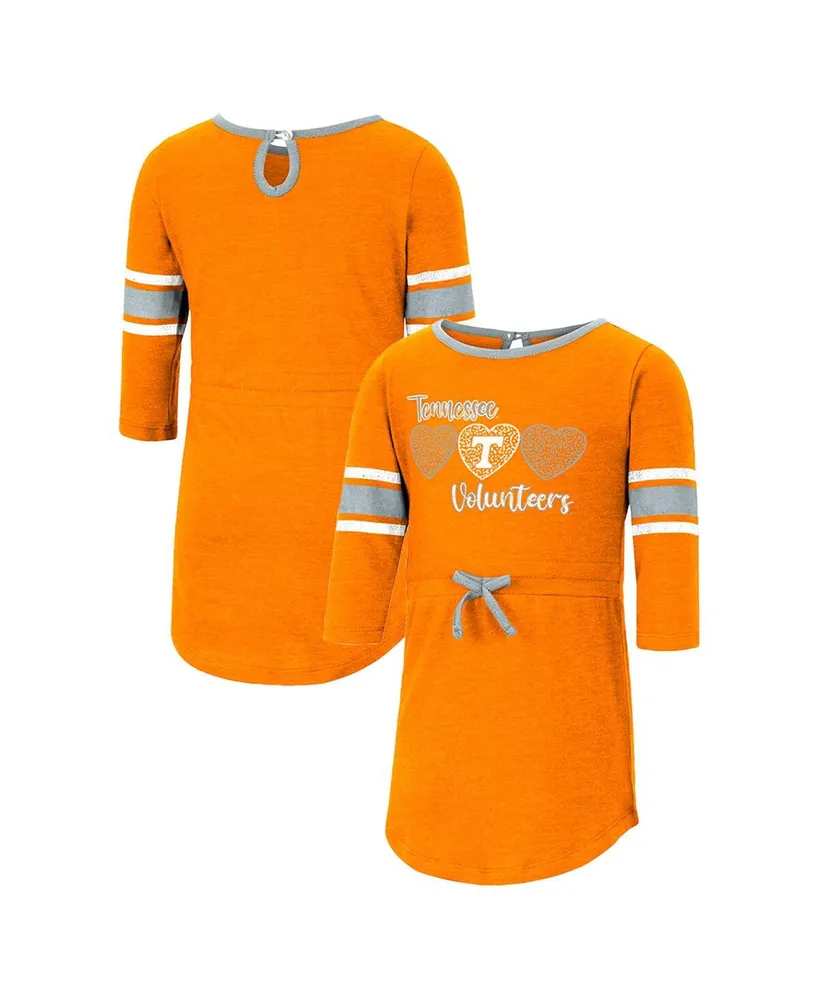 Toddler Girls Colosseum Heathered Tennessee Orange Tennessee Volunteers Poppin Sleeve Stripe Dress