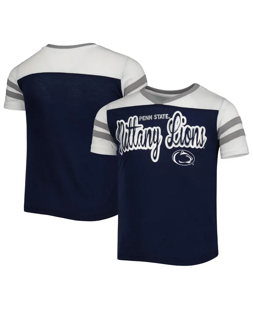 Big Girls Colosseum Navy Penn State Nittany Lions Practically Perfect Striped T-shirt