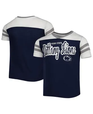 Big Girls Colosseum Navy Penn State Nittany Lions Practically Perfect Striped T-shirt