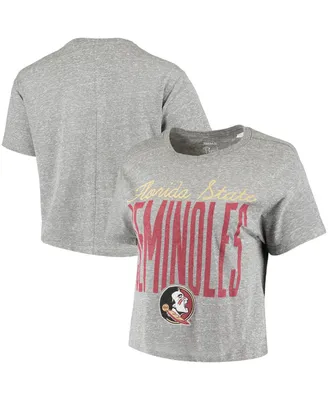 Women's Pressbox Heathered Gray Florida State Seminoles Sanibel Knobi Crop T-shirt