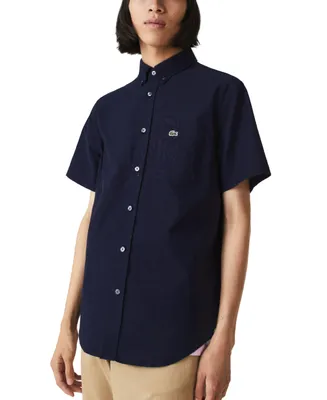 Lacoste Men's Regular-Fit Spread Collar Solid Oxford Shirt