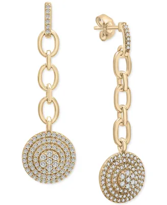 Wrapped in Love Diamond Circle Cluster Chain Drop Earrings (3/4 ct. t.w.) in 14k Gold, Created for Macy's