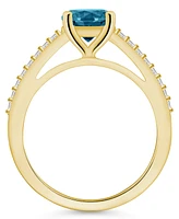 Macy's London Blue Topaz (1-5/8 ct. t.w.) and Diamond (1/6 Ring 14K Yellow Gold