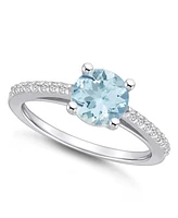 Macy's Aquamarine (1-1/4 ct. t.w.)and Diamond (1/6 t.w.) Ring 14K Gold