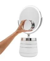 Sharper Image Spastudio Vanity Plus 10-Inch Led Mirror with Storage Trays and Light Ring