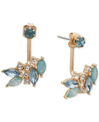 lonna & lilly Gold-Tone Cubic Zirconia & Crackled Stone Front-to-Back Earrings