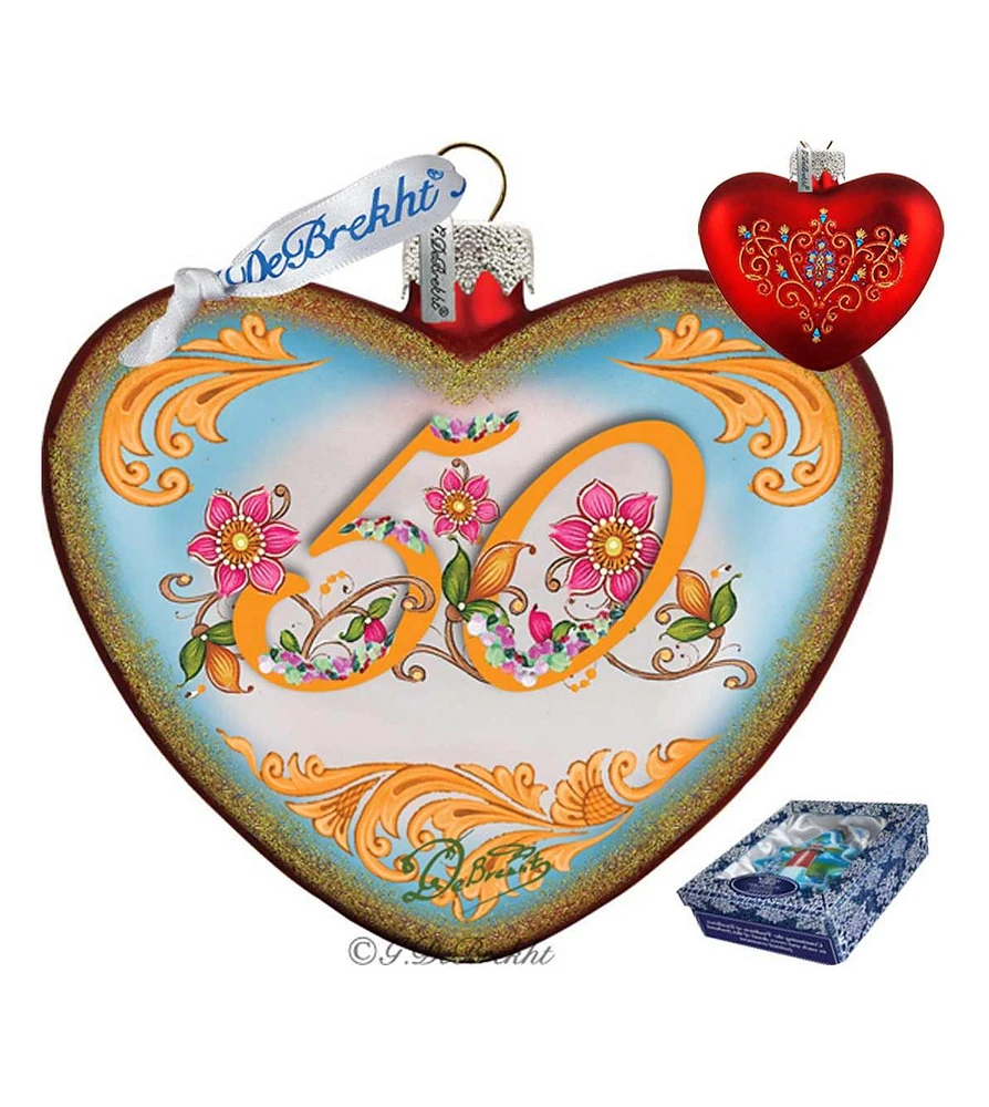 G.DeBrekht 50th Anniversary Heart Holiday Ornament