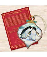 Designocracy Penguins Drop Wooden Ornaments, Set of 2