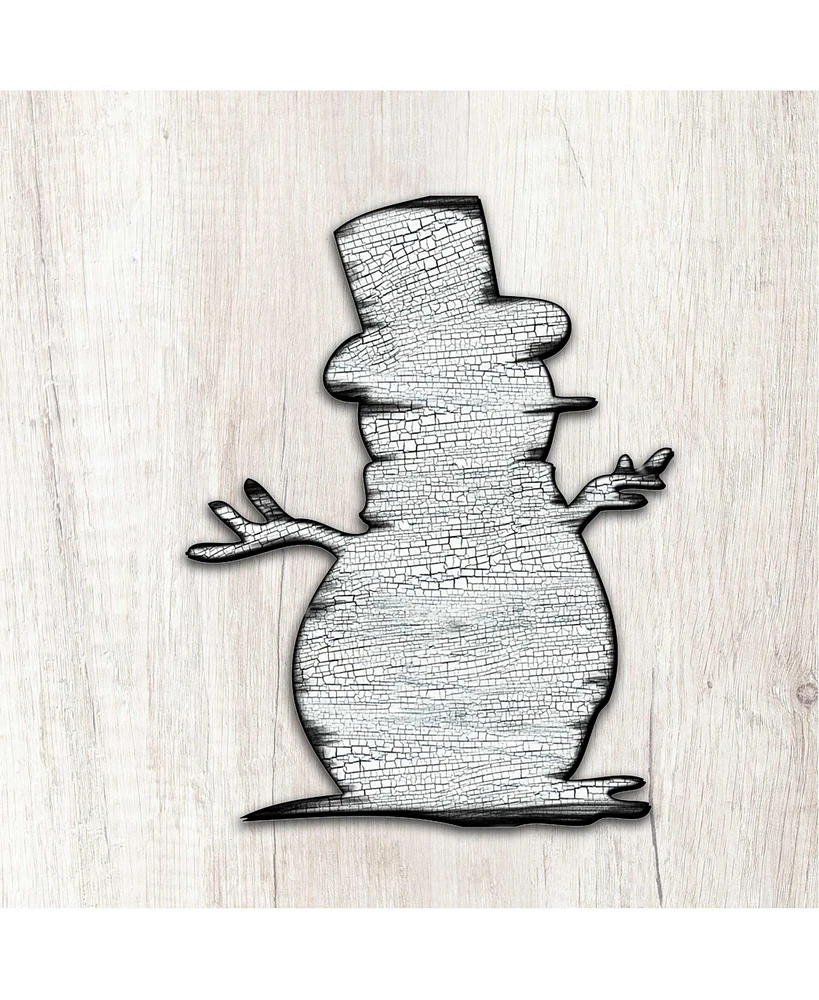 Designocracy Happy Snowman Wooden Decor
