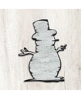 Designocracy Happy Snowman Wooden Decor