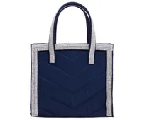 Nina Women's Chevron Quilted Satchel with Crystal Trim Handbag