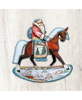 Designocracy Horsey Santa Wooden Decor