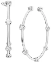 Swarovski Silver-Tone Constella Crystal Large Hoop Earrings, 2.5"