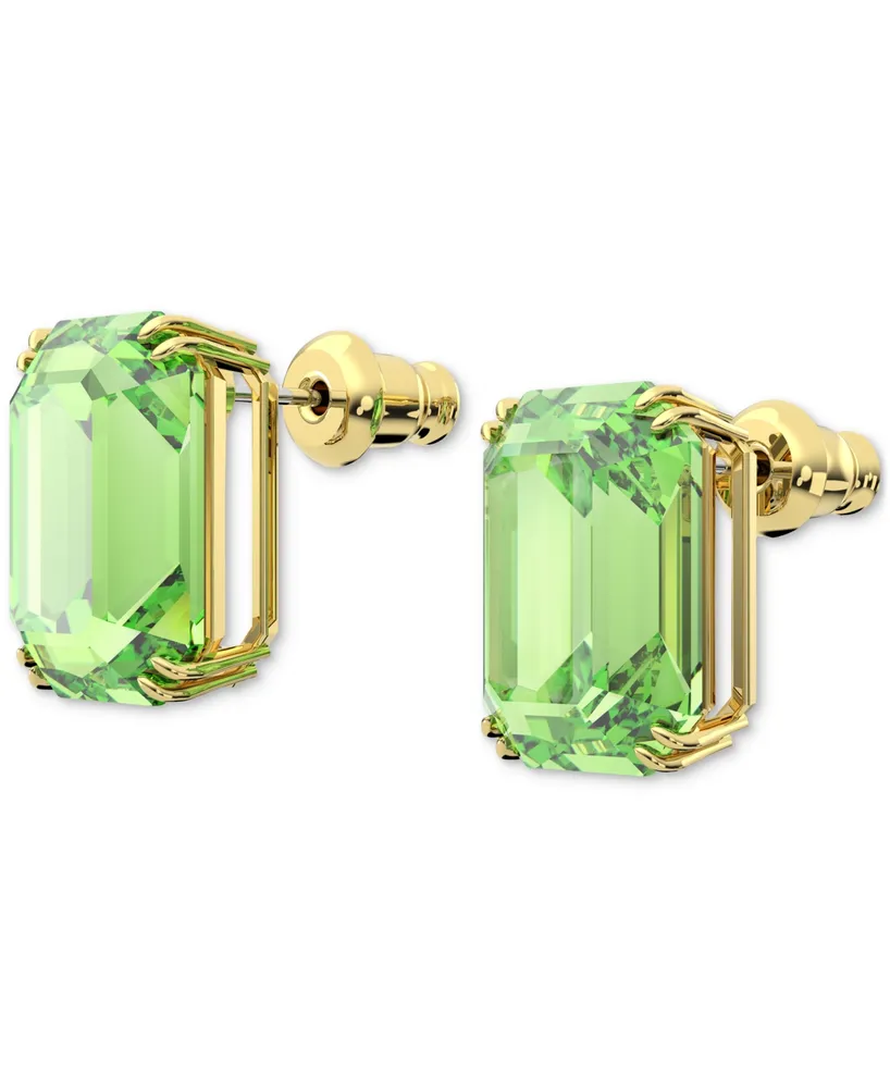 Swarovski Gold-Tone Millenia Green Stone Stud Earrings