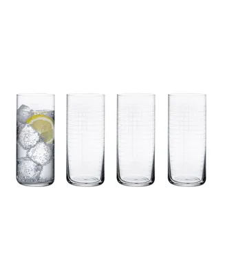Nude Glass Finesse Grid Long Drink Glasses, Set of 4