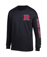 Men's Champion Black Rutgers Scarlet Knights Team Stack Long Sleeve T-shirt