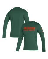 Men's adidas Green Miami Hurricanes Sideline Locker Strikethrough Creator Aeroready Long Sleeve T-shirt