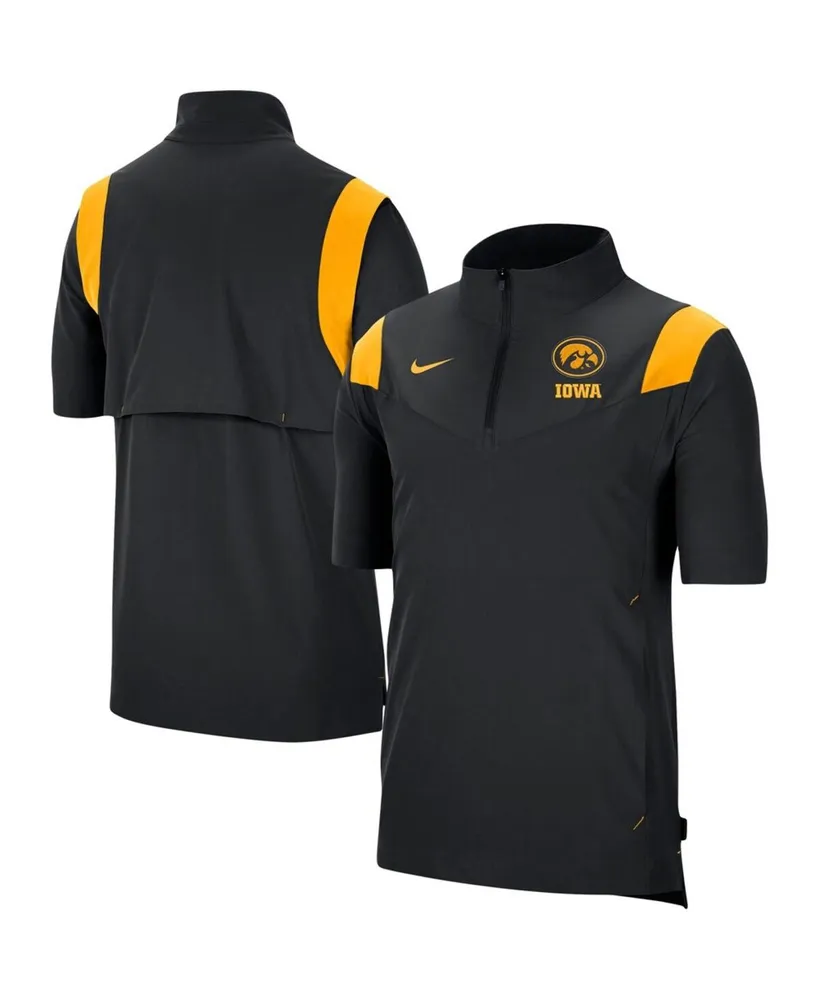 Men's Nike Black Iowa Hawkeyes Coach Short Sleeve Quarter-Zip Jacket