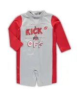 Toddler Girls Gray, Scarlet Ohio State Buckeyes Wave Runner Wetsuit