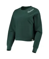 Women's League Collegiate Wear Green Michigan State Spartans Corded Timber Cropped Pullover Sweatshirt