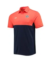 Men's Under Armour Orange, Navy Auburn Tigers 2022 Blocked Coaches Performance Polo Shirt