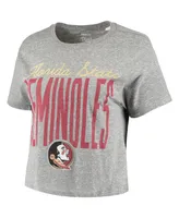 Women's Pressbox Heathered Gray Florida State Seminoles Sanibel Knobi Crop T-shirt