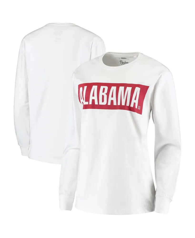 Women's Pressbox White Alabama Crimson Tide Big Block Whiteout Long Sleeve T-shirt