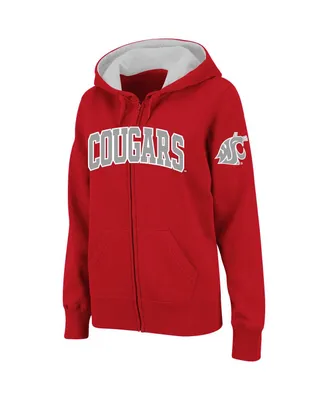 Women's Colosseum Crimson Washington State Cougars Arched Name Full-Zip Hoodie