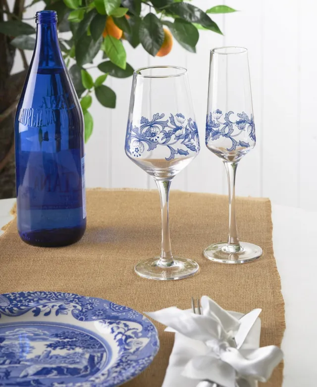 Spode Set of 4 Blue Italian Champagne Flutes