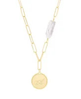 brook & york Biwa Imitation Pearl Micaela Initial Pendant - Gold-Plated