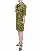 Ny Collection Women's Roll Tab Point Collar Dress